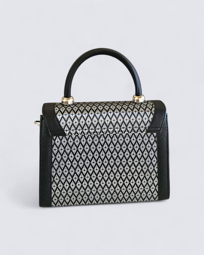 กระเป๋าถือลายไทย ( ซิลเวอร์ไนท์สแควร์ )