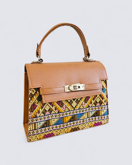 Lai Thai Handbag ( Thai Tea Leather Belt lock)