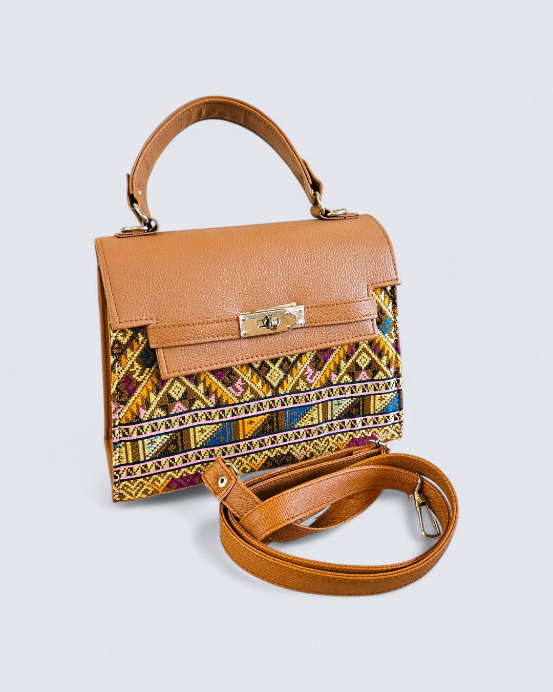 กระเป๋าถือลายไทย (สายหนังชาไทย)